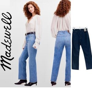 Madewell NWT 90's straight jeans‎ high rise dark wash 26 with magic pockets.